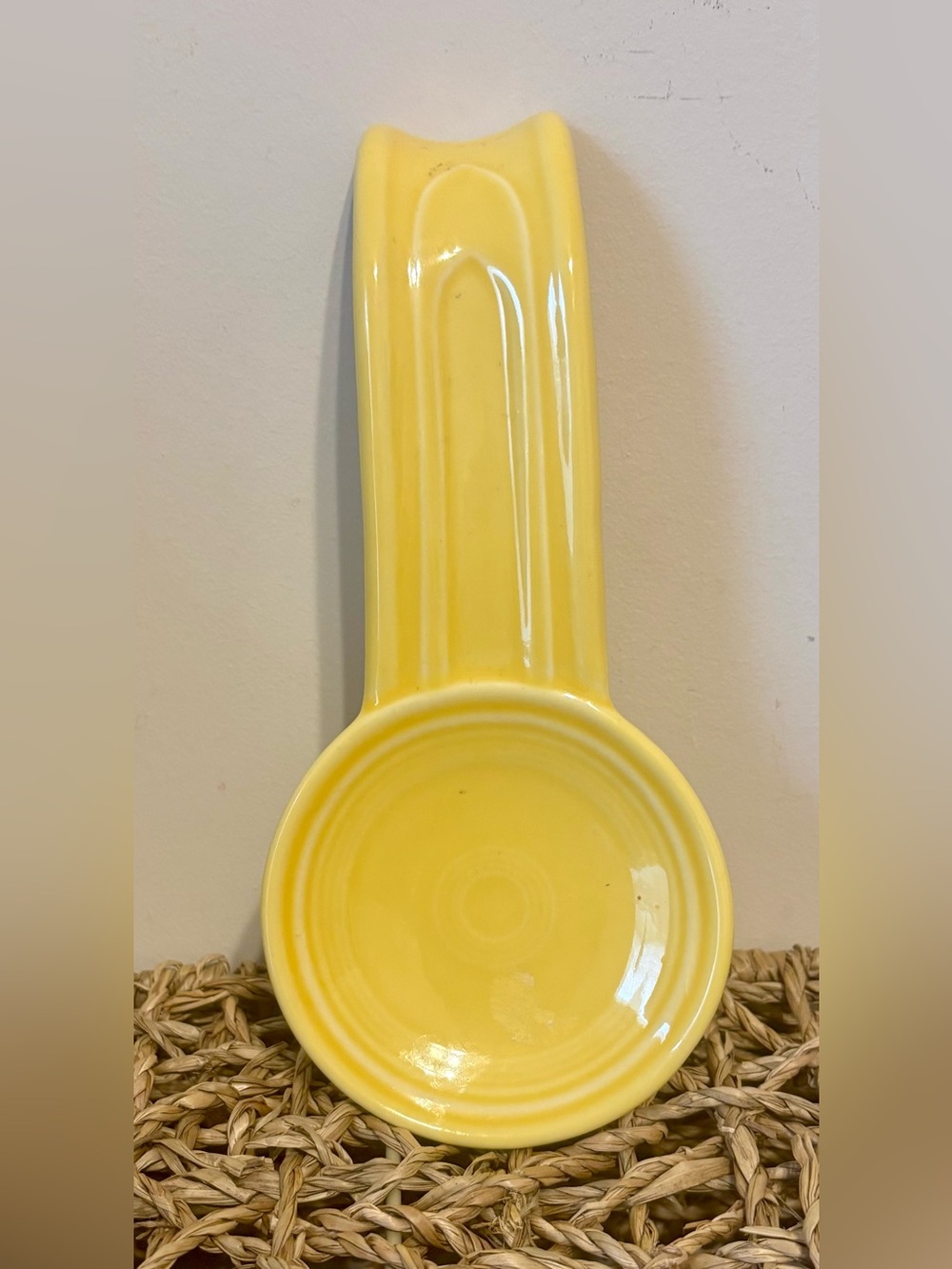 Fiestaware Spoon Rest Ceramic Yellow Ribbed Kitchen Utensil 8” X 4” Countrychic